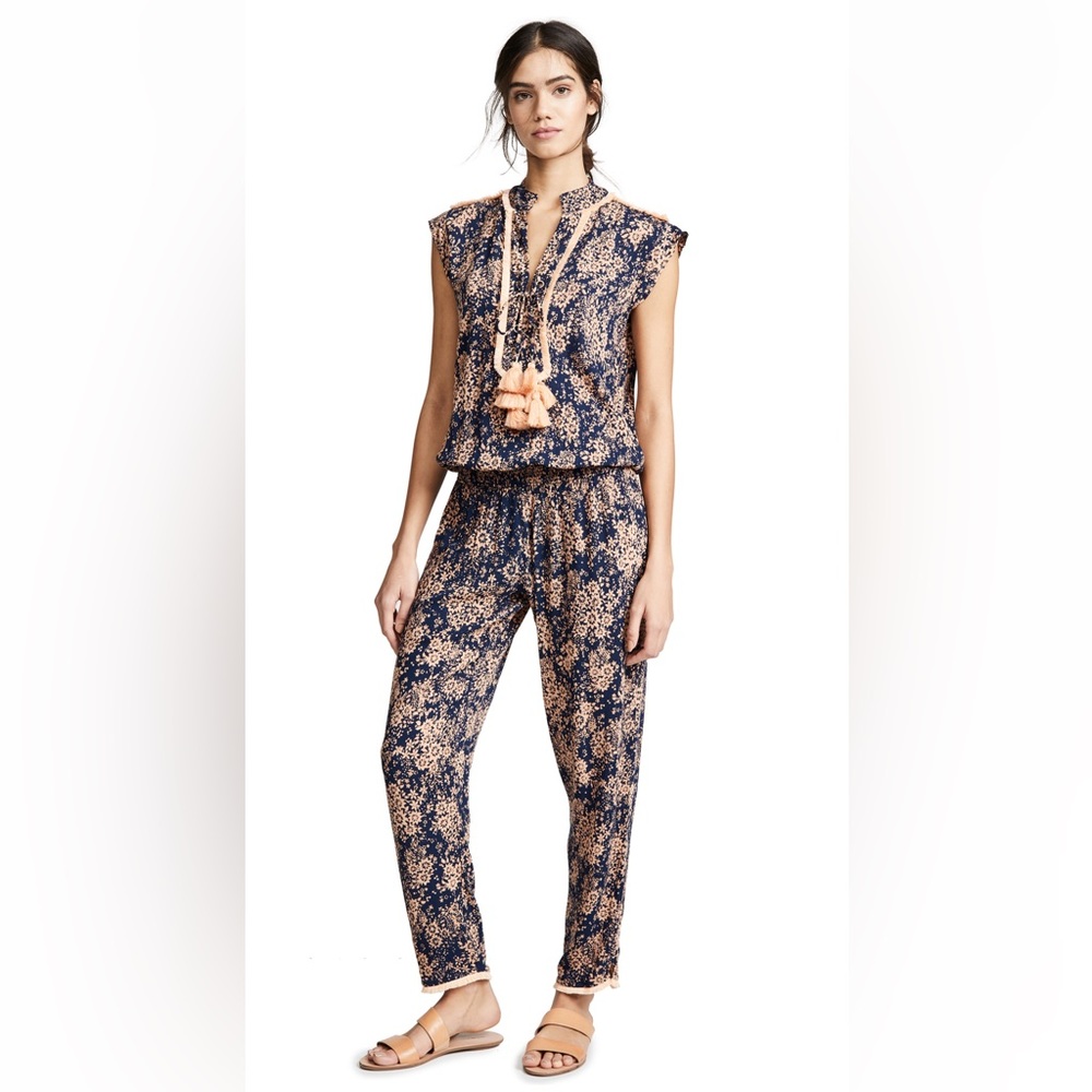 Poupette St Barth Donna Lace Trimmed Jumpsuit - Navy Dream - Size Medium - NWT!